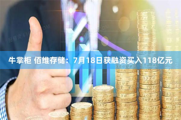 牛掌柜 佰维存储：7月18日获融资买入118亿元