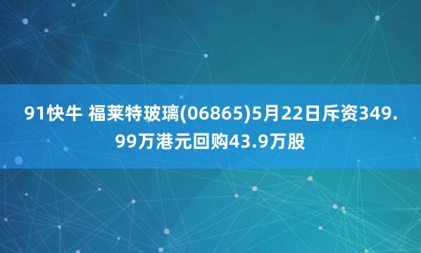 91快牛 福莱特玻璃(06865)5月22日斥资349.99万港元回购43.9万股